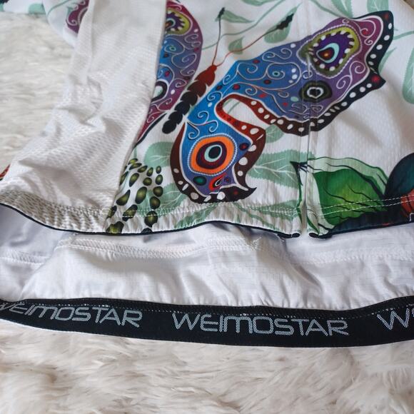 Weimostar Cycling Jersey Women XXL Full Zip White Butterfly Back Pockets - Picture 5 of 5